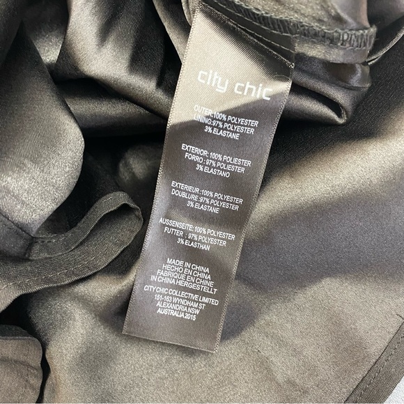 City Chic Printed Scarf Faux Wrap Midi Dress: Floral Patchwork Red Black - Picture 11 of 11